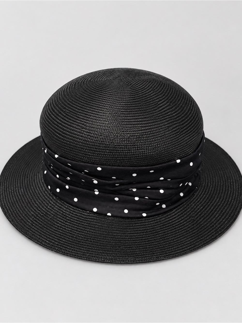 Vintage 1980s/1990s Laura Ashley Black Straw Hat Made in Great Britain
